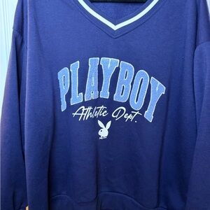 PLAYBOY Athletic Dept Soft Blue V-Neck Sweatshirt